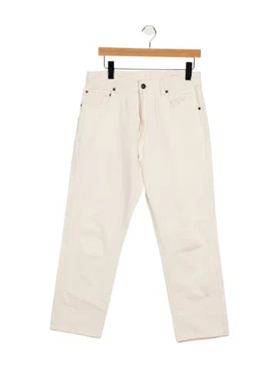 Pre-owned 6397 Mid-rise Straight Leg Jeans In White