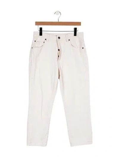 Pre-owned 6397 Mid-rise Straight Leg Jeans In White