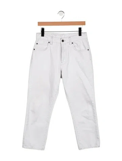 Pre-owned 6397 Mid-rise Straight Leg Jeans In White