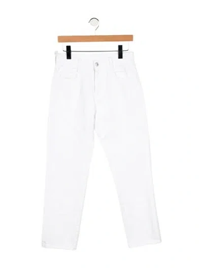 Pre-owned 6397 Mid-rise Straight Leg Jeans In White