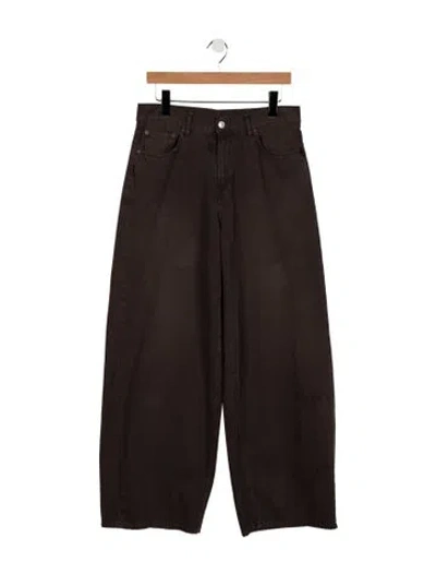 Pre-owned 6397 Mid-rise Wide Leg Jeans In Brown