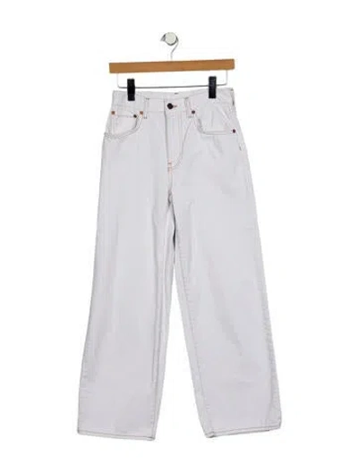Pre-owned 6397 Mid-rise Wide Leg Jeans In White