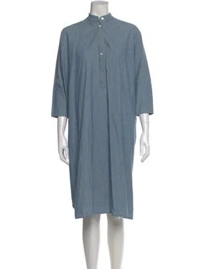 Pre-owned 6397 Mock Neck Knee-length Dress In Blue