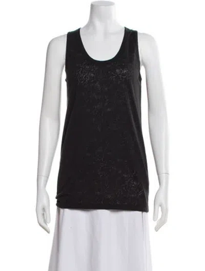 Pre-owned 6397 Patterned Scoop Neck Top W/ Tags In Black