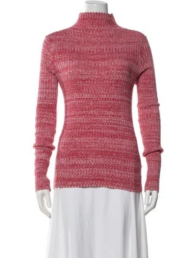 Pre-owned 6397 Patterned Turtleneck Sweater In Red