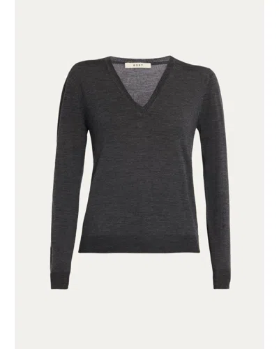 6397 Perfect V-neck Wool Sweater In Gray