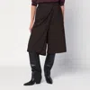 6397 Pinstripe Bermuda Shorts With Crossover Closure In Brown
