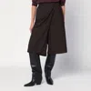 6397 Pinstripe Bermuda Shorts With Crossover Closure In Brown