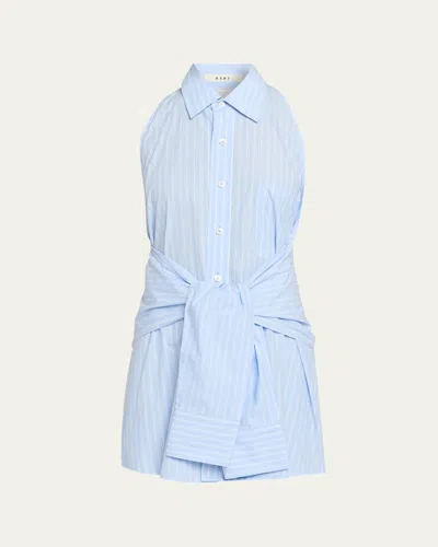 6397 Pinstriped Halter Shirt In Blue
