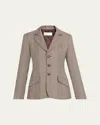6397 Plaid Double-face Wool Blazer In Brown