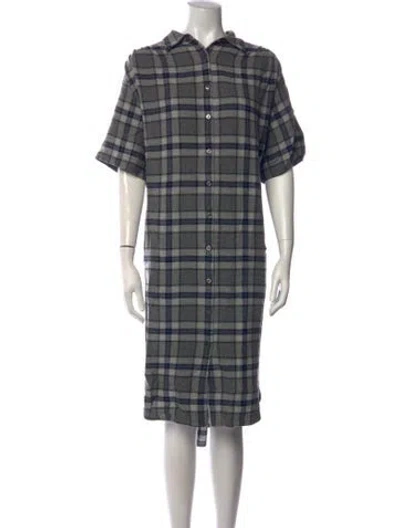 Pre-owned 6397 Plaid Print Knee-length Dress In Grey