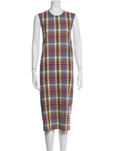 Pre-owned 6397 Plaid Print Knee-length Dress In Multi