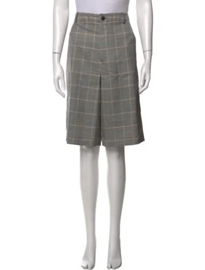 Pre-owned 6397 Plaid Print Knee-length Shorts In Grey