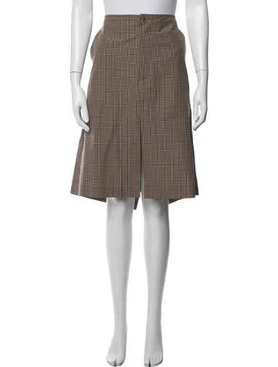 Pre-owned 6397 Plaid Print Midi Length Skirt In Brown