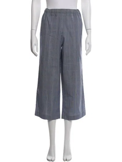 Pre-owned 6397 Plaid Print Wide Leg Pants In Blue