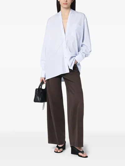 6397 Light Blue Checkered Cotton Shirt In White