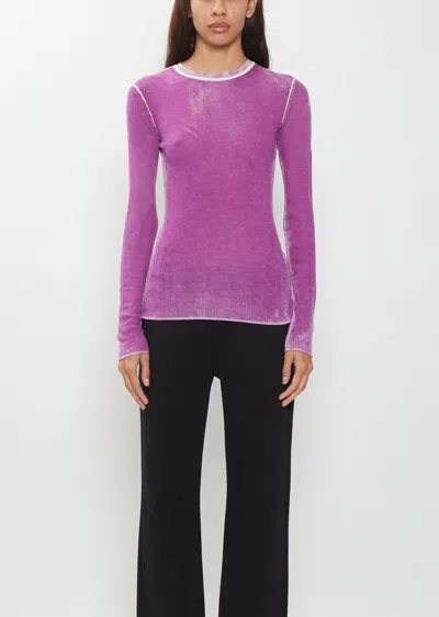 6397 Printed Rib Crewneck Top In Blue
