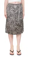 6397 Printed Slip Midi Skirt In Zebra In Multi