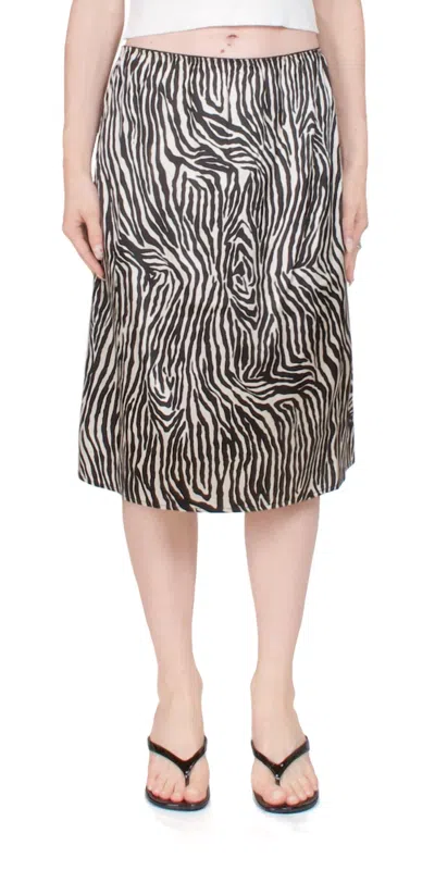 6397 Printed Slip Midi Skirt In Zebra In Multi