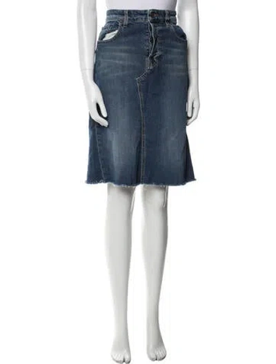 Pre-owned 6397 Raw-edge Trim Mini Skirt In Blue