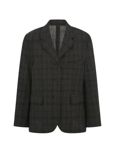 6397 Relaxed Sporting Check-pattern Blazer In Gray