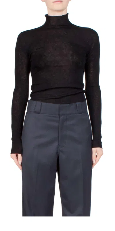 6397 Rib Mock Neck Sweater In Black