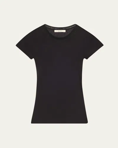 6397 Ribbed Crewneck Tee In Black