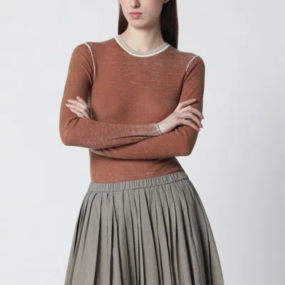 6397 Ribbed Desert-colored Vintage-effect Knit In Brown