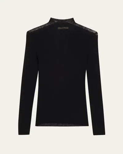 6397 Ribbed Mock-neck Top In Black