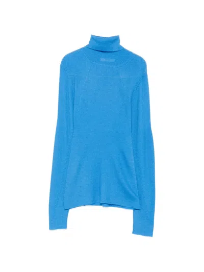 6397 Ribbed Roll-neck Sweater In Blue