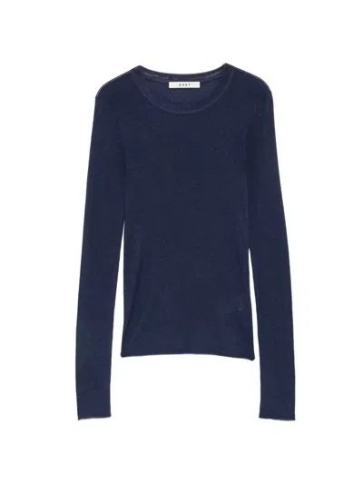 6397 Ribbed-knit Long-sleeve Top In Blue