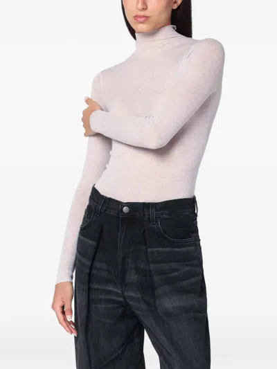 6397 Ribbed-knit Roll-neck Long-sleeve T-shirt In Gray
