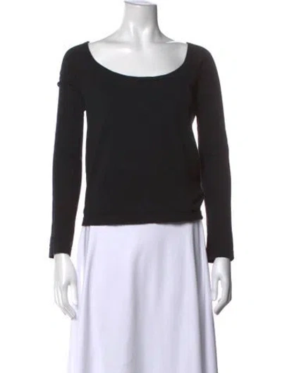 Pre-owned 6397 Scoop Neck Long Sleeve Top In Black