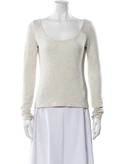 Pre-owned 6397 Scoop Neck Long Sleeve Top In Neutral