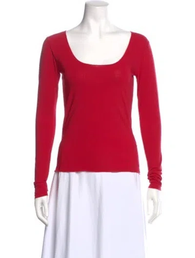 Pre-owned 6397 Scoop Neck Long Sleeve Top In Pink