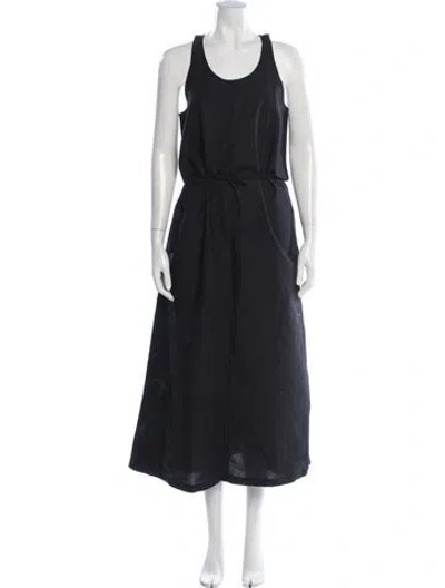 Pre-owned 6397 Scoop Neck Midi Length Dress In Black
