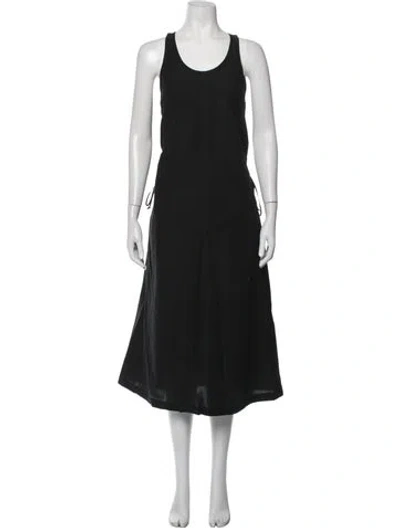Pre-owned 6397 Scoop Neck Midi Length Dress In Black