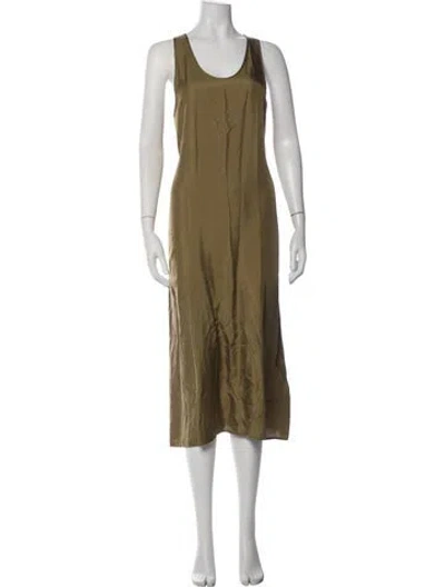 Pre-owned 6397 Scoop Neck Midi Length Dress In Green