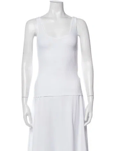 Pre-owned 6397 Scoop Neck Sleeveless Top In White