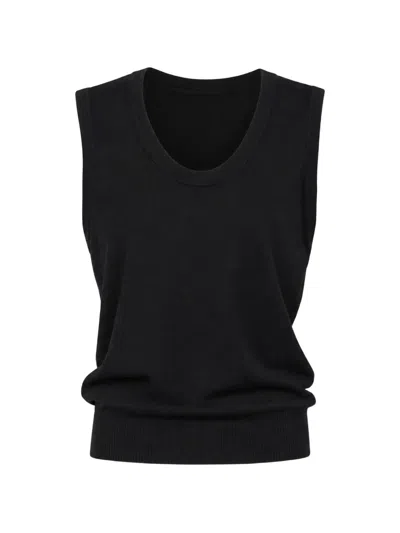 6397 Scoop-neck Knitted Vest In Black