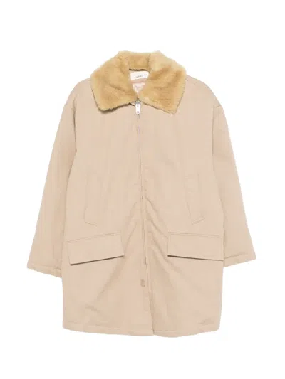 6397 Security Fur-collar Pocket Parka Coat In Neutral