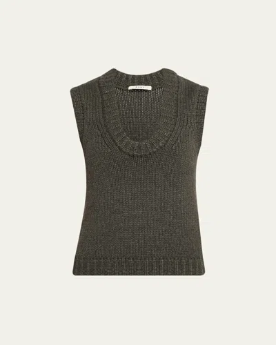 6397 Shaker Linen-blend Vest In Loden