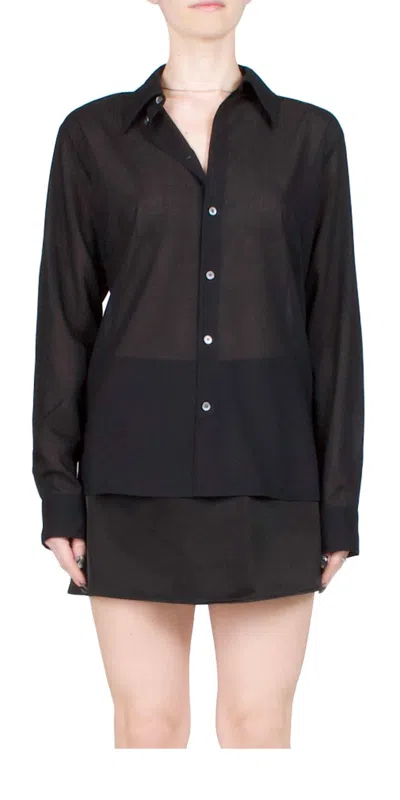 6397 Sheer Button Down Shirt In Black