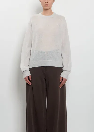 6397 Sheer Crew Neck Alpaca Sweater In Gray