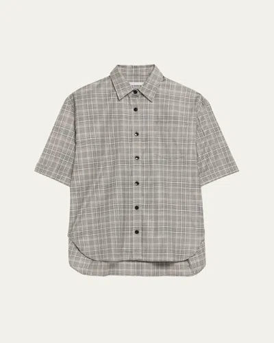 6397 Short-sleeve Oversized Button-front Shirt In Black