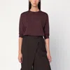 6397 Short-sleeved Sweater In Espresso Brown Wool In Burgundy