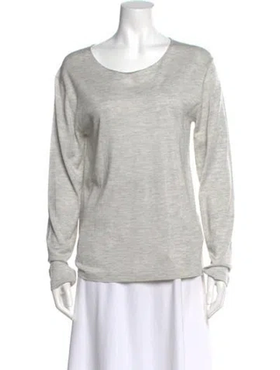 Pre-owned 6397 Silk Crew Neck Top In Gray