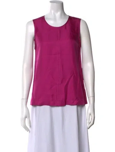 Pre-owned 6397 Silk Crew Neck Top In Pink