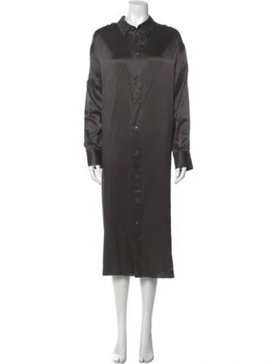 Pre-owned 6397 Silk Long Dress In Gray