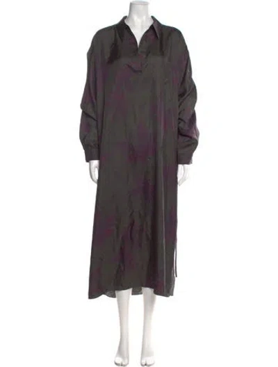 Pre-owned 6397 Silk Long Dress In Gray